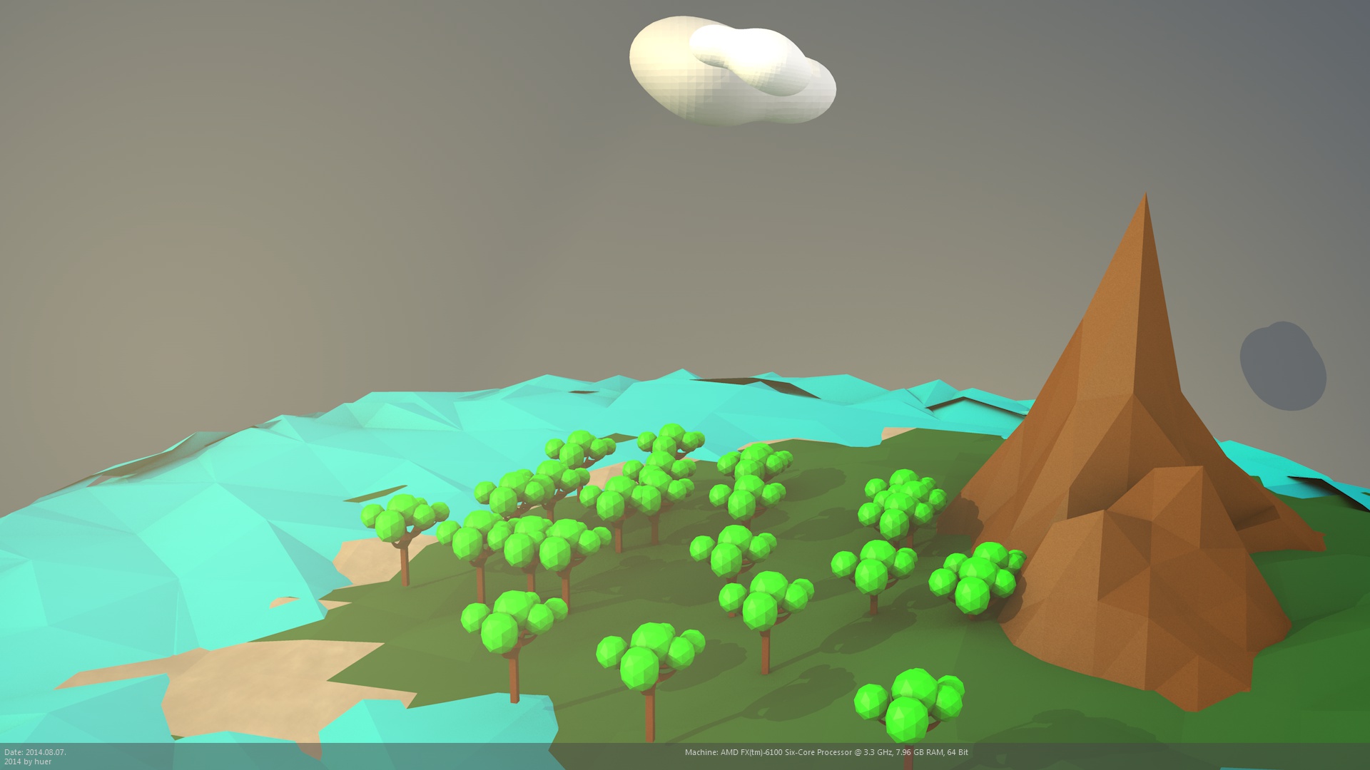low poly with trees