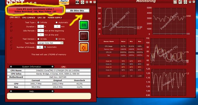 ho appena fato lo stress test e mi si blocca dopo pochi secondi,sembrerebbe che il core2 scaldi troppo