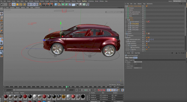 Car rig on cinema 4d