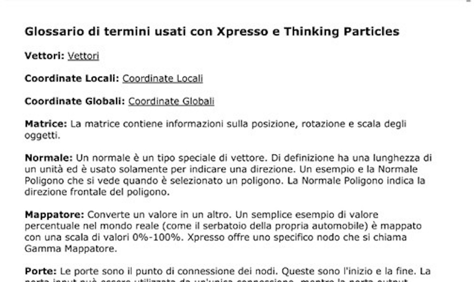 Glossario termini Xpresso