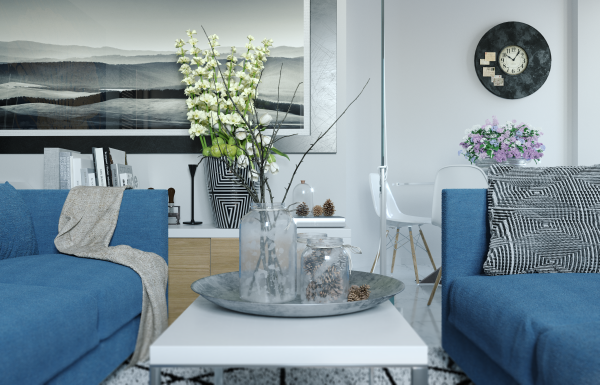 Blue&white living studio