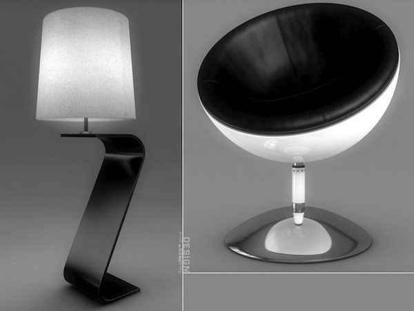 Fauteuil Sphère et sa lampe en Z