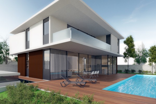 Render esterno con piscina