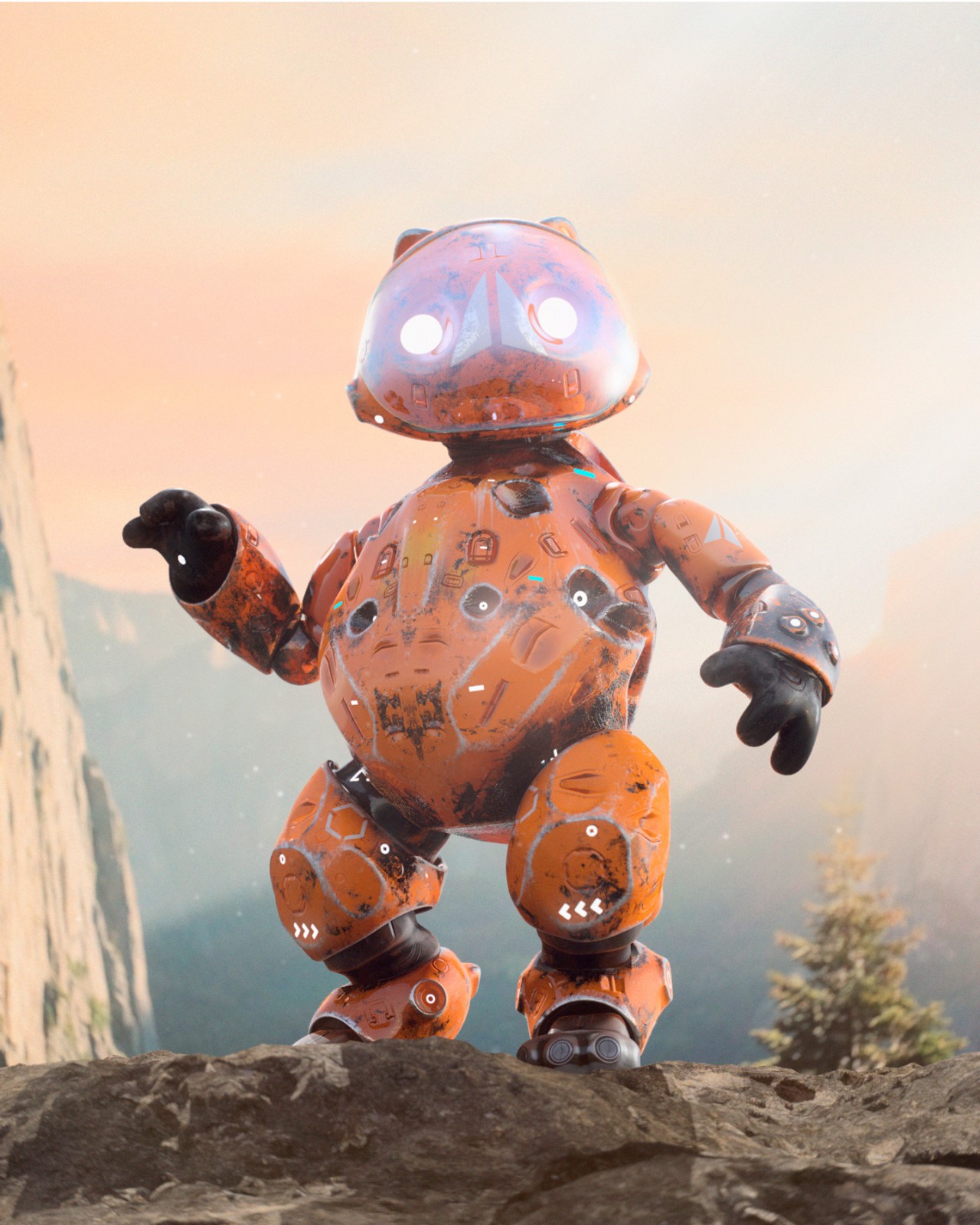 Oscar creativo Bot cat   Render 3d (1)