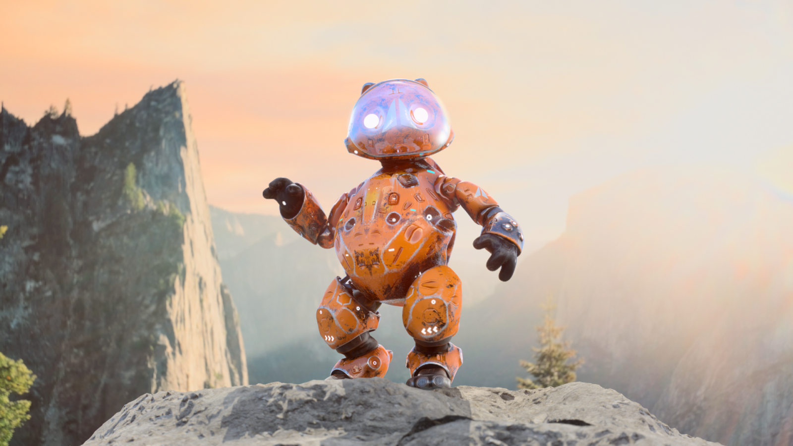 Oscar creativo Bot cat   Render 3d (1)