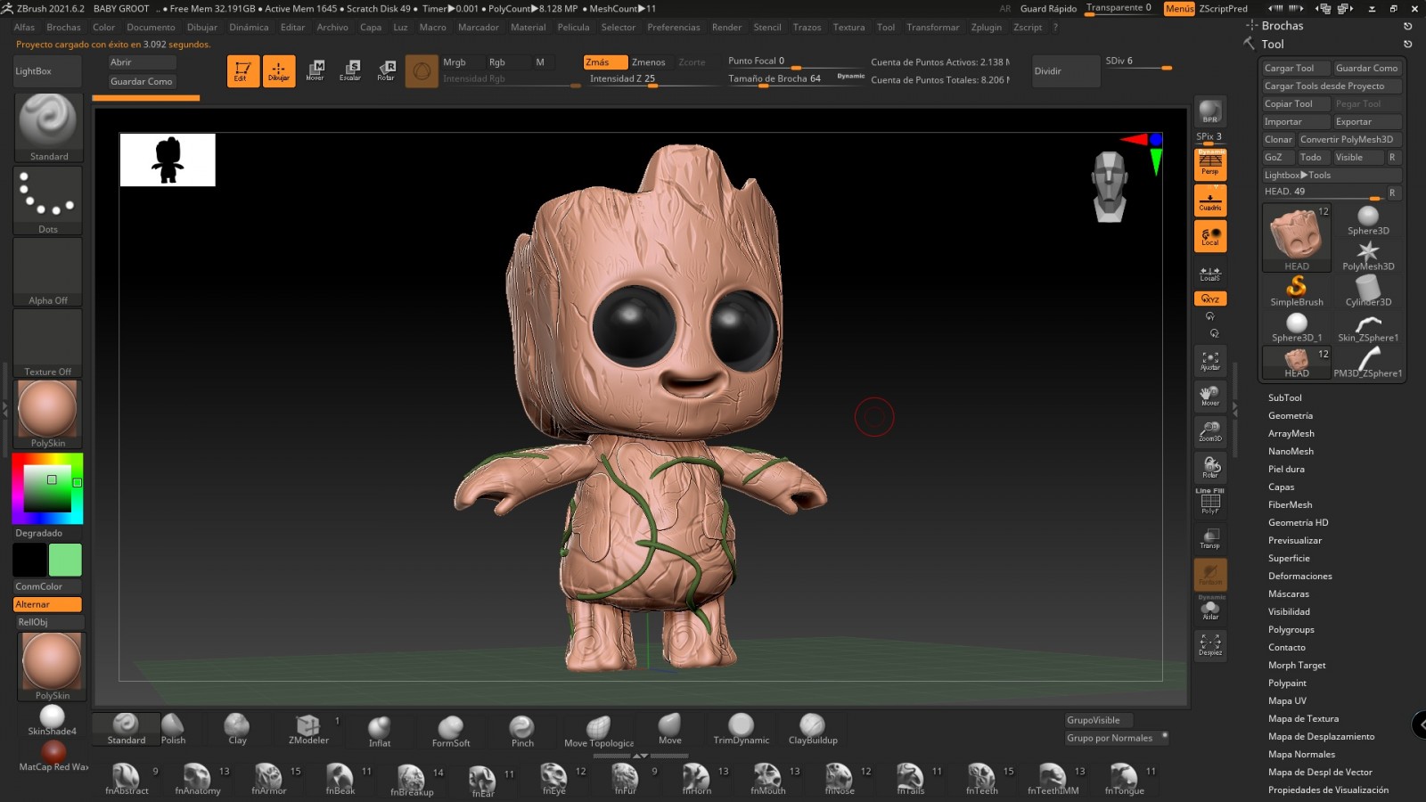 Oscar creativo Octane render Baby Groot (3)