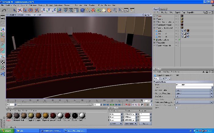 Questo è il render con le sole poltrone trattate in modo definitivo, la sala no, e la luce è quella di default.