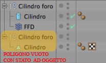 Il risultato dopo l'applicazione del tool salva stato ad oggetto è un oggetto poligono vuoto (cioè nella scena 3D non si vede nulla!)