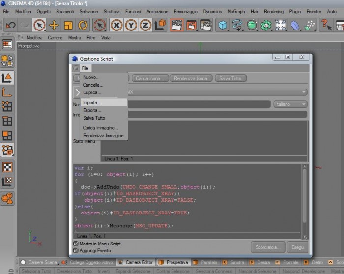 come importare lo script