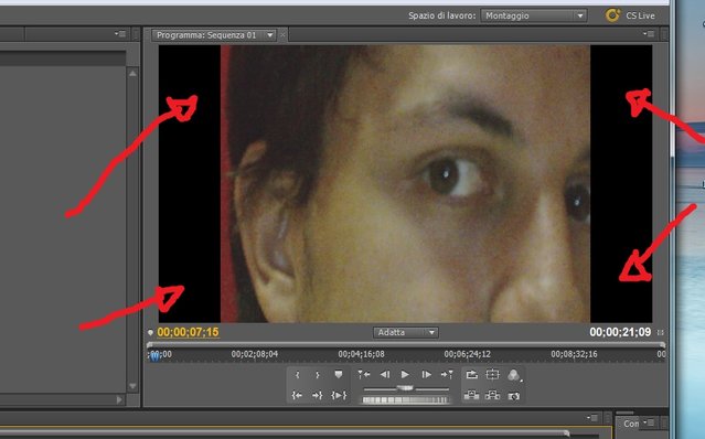 vedete che il filmato quando lo carico in premiere pro me lo da schaicciato e con le bande laterali nere...