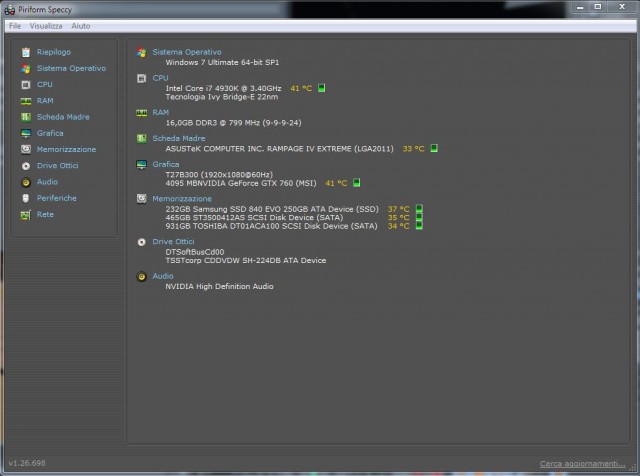 caratteristiche pc: Processore 4930k esacore, ram quadchannel 4x4 corsair frequenza 1666 scheda video msi gtx 760 4gb ddr5
