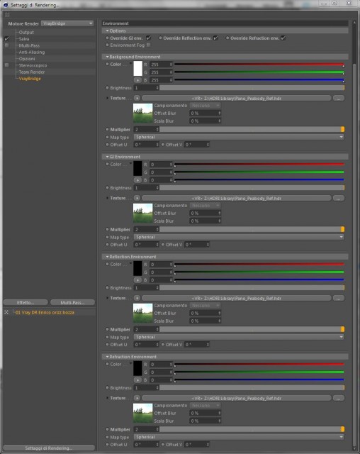 impostazioni environment vray