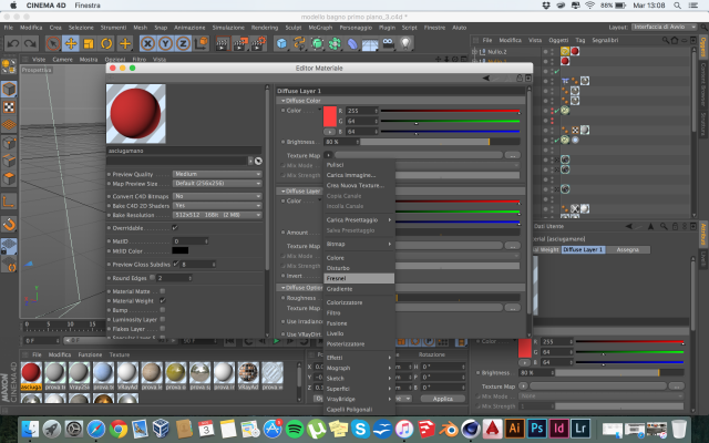 Vorrei applicare lo shader &quot;fresnel&quot; per dare al materiale un effetto che si avvicina ad un tessuto