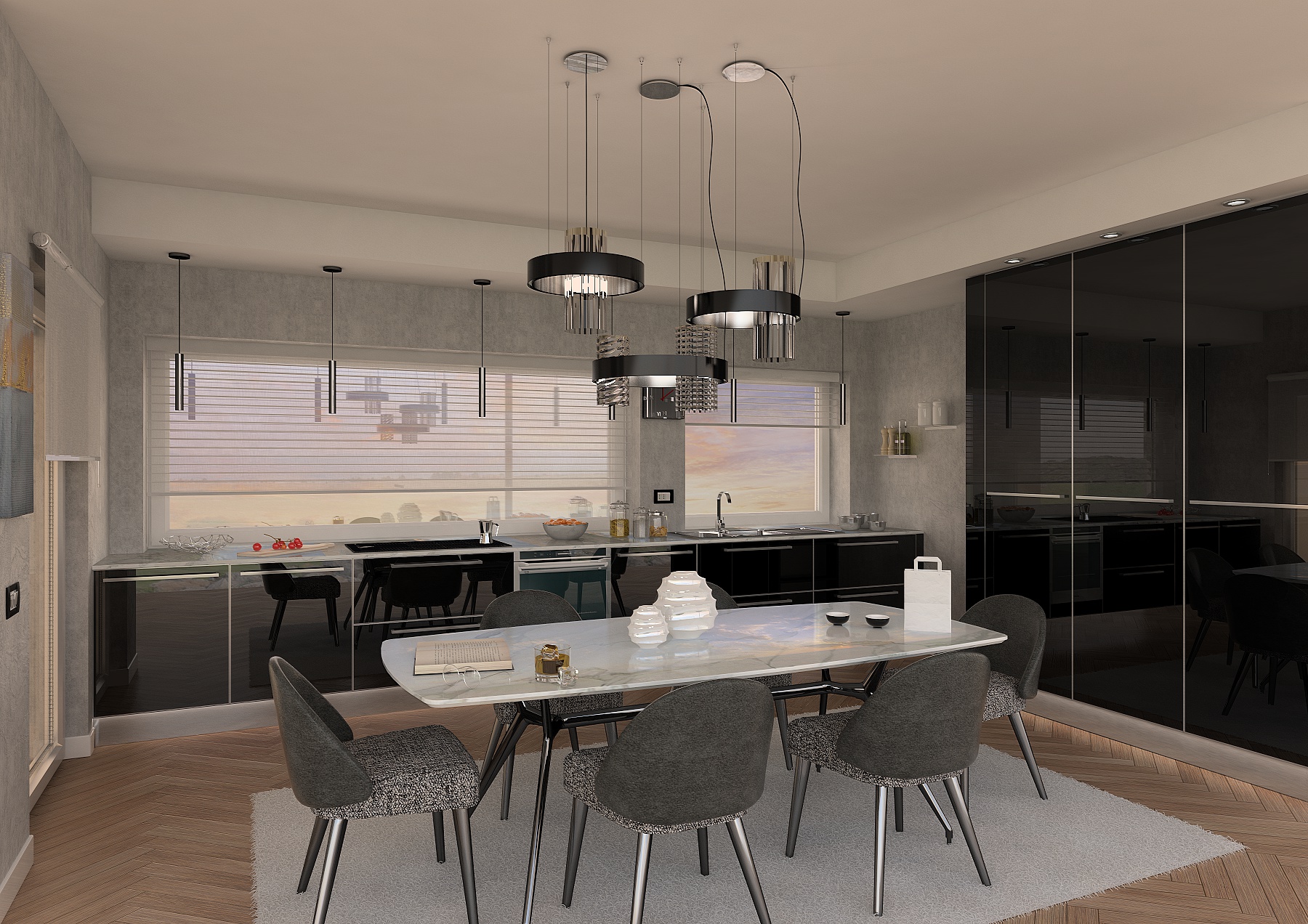 Render di una cucina