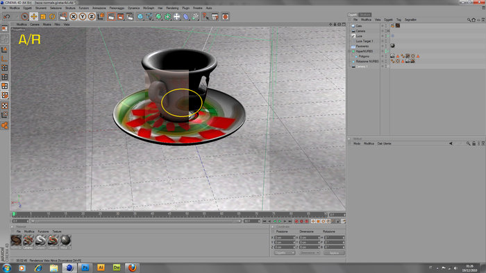 Ho utilizzato una tecnica che con a/r mi ha risolto il problema (necessito di un render in a/r e uno in vray):<br />-La prima sezione a cui attribuisco il materiale base è completa, tutto l'oggetto;<br />-La seconda è solo la parte in cui va la texture, che carico con canale alpha.<br />Così il canale alpha lascia &quot;trasparire&quot; ciò che c'è sotto.