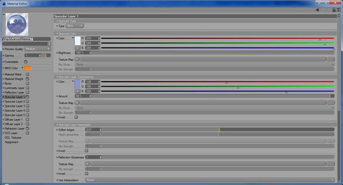 Set specular Layer - Vetro