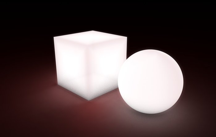 luce volumetrica<br />alone più ampio meno luminoso