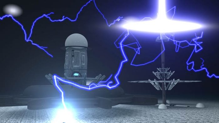 Torre spaziale con fulmini e raggio.jpg