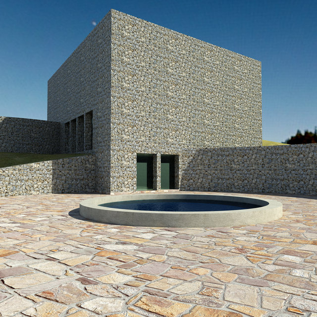 ..ho applicato la texture per un edificio rivestito di sassi.. solo bump e diffuse.. renderizzato in vray