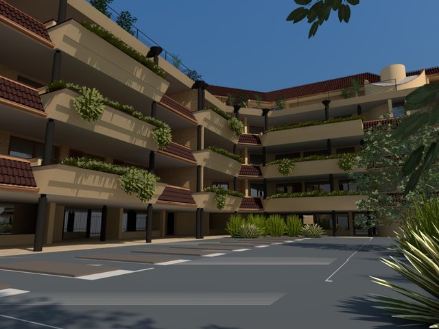 in questa immagine sul piano grigio alla base dell'edificio dovrebbe vedersi il prato