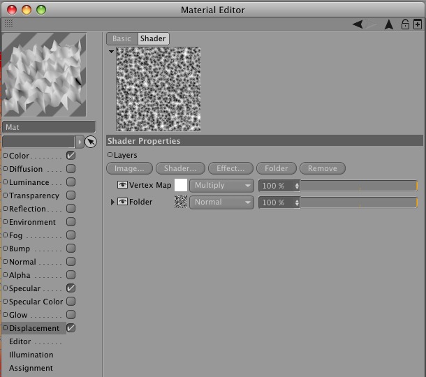 2) inserimento shader VertexMap sovrapposto alla texture