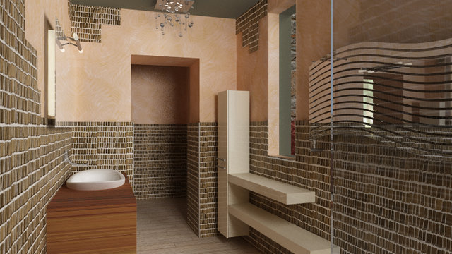 Qui invece nel render il legno sembra un maglione di Missoni!<br />(Non commentate il penoso mosaico che deve essere rifatto con un modulo texture studiato meglio)