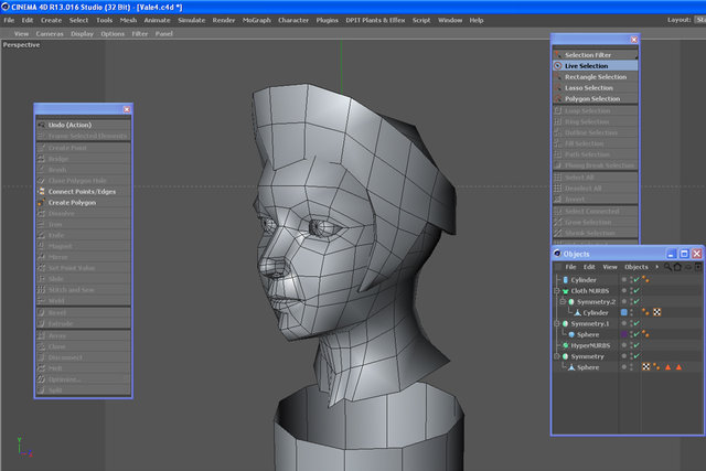 Modeling the female main character.