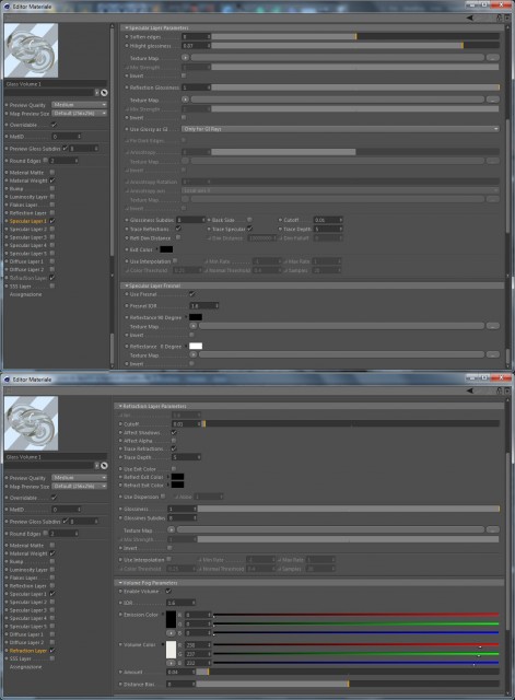 utilizzo di specular e refraction layer