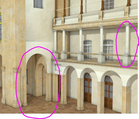 modello 3d fatto con allplan studenti ed importato in C4D R11 : colonne ed archi sono ok