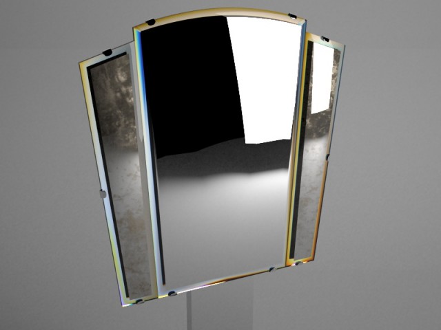 materiale riflettente davanti e dietro + vetro con dispersione ai lati