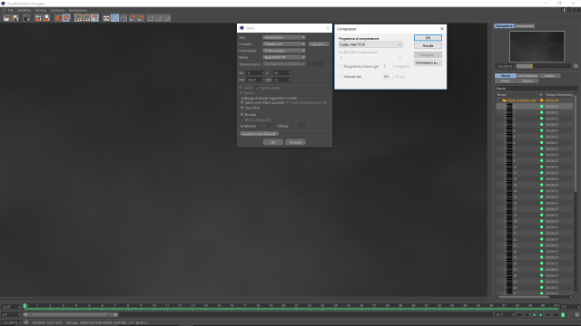 impostazioni di salvataggio del video renderizzato.