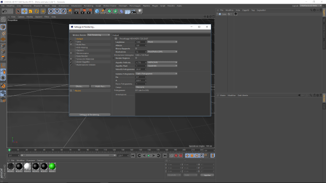 settaggi di rendering (output).
