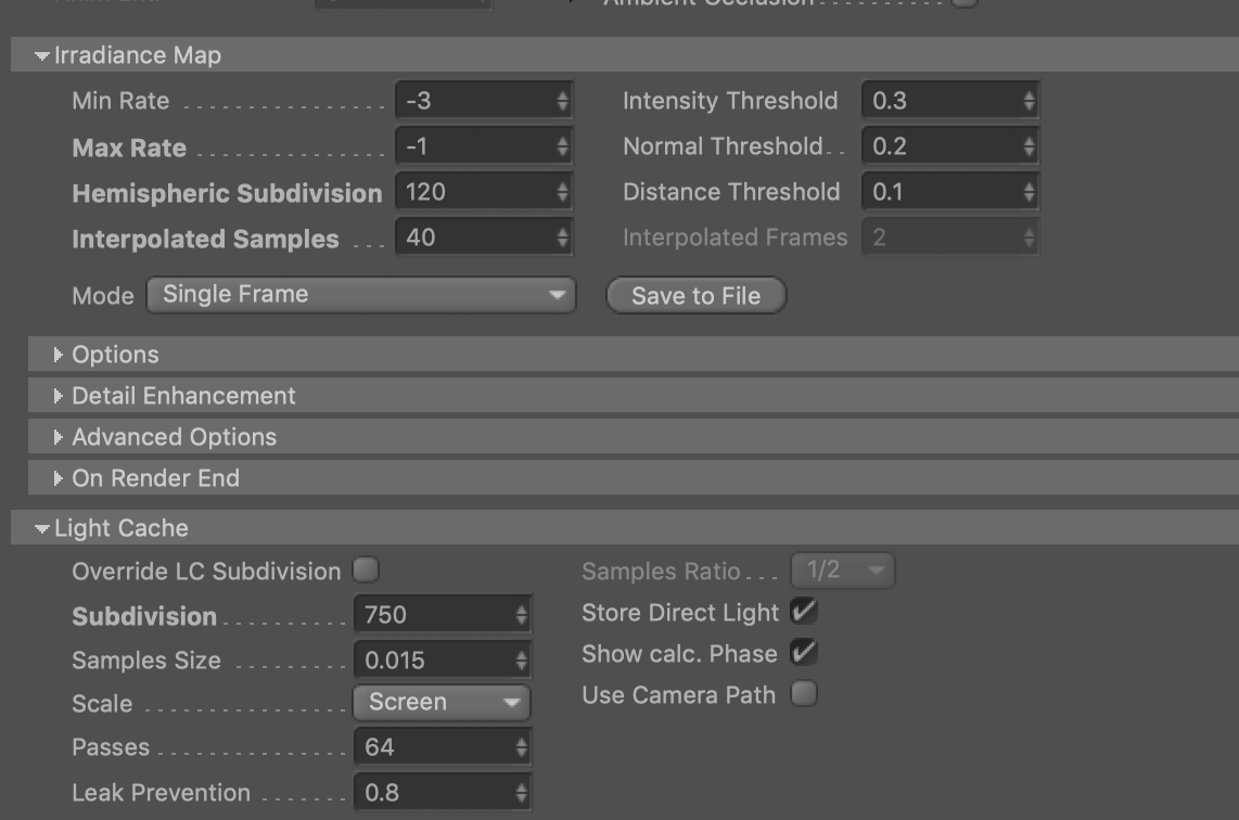 Impostazioni di rendering